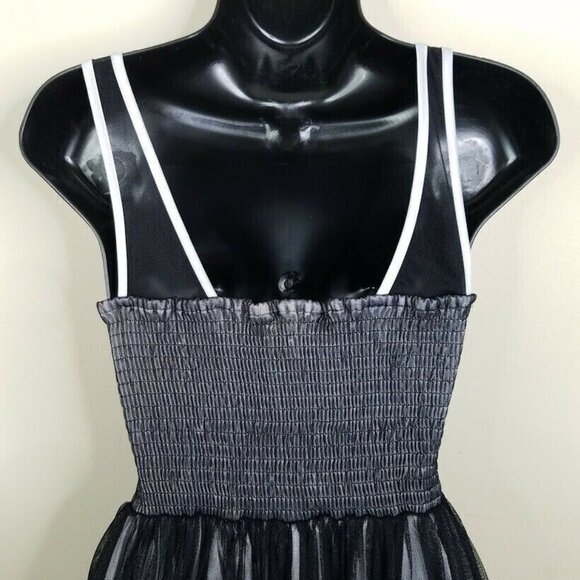 BCBGeneration Dress Womens 0 Black Silver Satin Black Mesh Draped Bubble Flirty - Picture 4 of 7